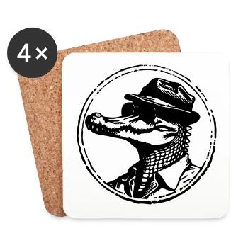 Krokodil Alligator - Untersetzer (4er-Set) - Weiß - Vorne