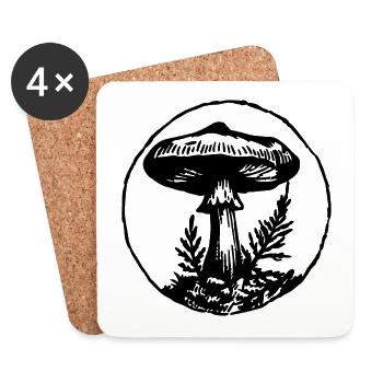 Pilz Pilzsammler - Untersetzer (4er-Set) - Weiß - Vorne