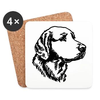 Golden Retriever Chien Chiens - Dessous de verre (lot de 4) - blanc - Devant