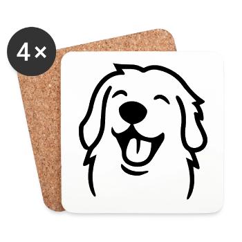 Golden Retriever Chien Chiens - Dessous de verre (lot de 4) - blanc - Devant
