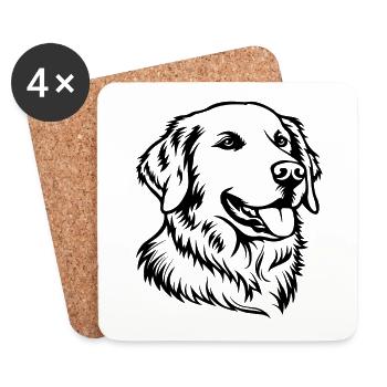 Golden Retriever Hund Hunde - Untersetzer (4er-Set) - Weiß - Vorne