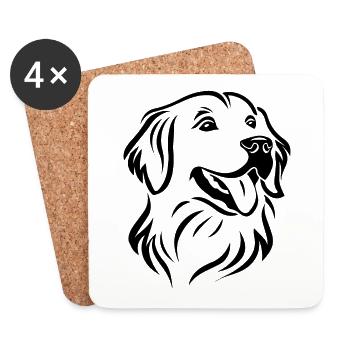 Golden Retriever Chien Chiens - Dessous de verre (lot de 4) - blanc - Devant