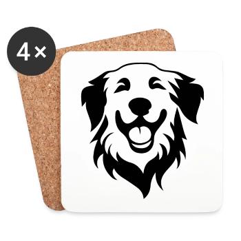 Chien Golden Retriever - Dessous de verre (lot de 4) - blanc - Devant
