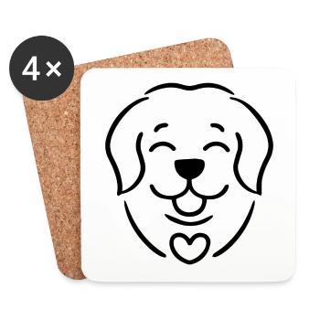 Chien Golden Retriever - Dessous de verre (lot de 4) - blanc - Devant