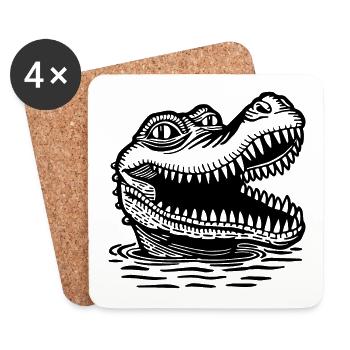 Crocodile Alligator - Coasters (set of 4) - white - Front