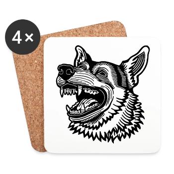 Schäferhund Hund Hundekopf - Untersetzer (4er-Set) - Weiß - Vorne