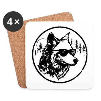 Wolf - Untersetzer (4er-Set) - Weiß - Vorne