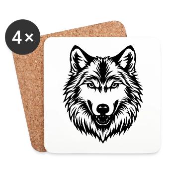 Wolf - Untersetzer (4er-Set) - Weiß - Vorne