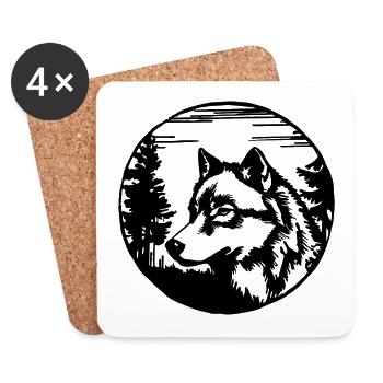 Loup - Dessous de verre (lot de 4) - blanc - Devant