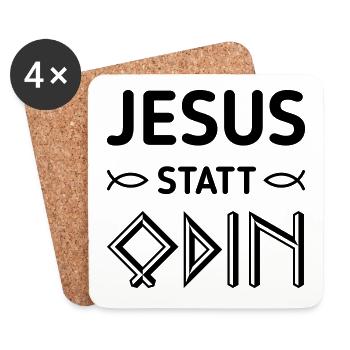 Jesus Statt Odin (Gegen Rechts / Black) - Untersetzer (4er-Set) - Weiß - Vorne