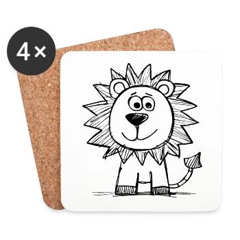 Lion Lion Head - Coasters (set of 4) - white - Front