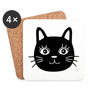 Katze Katzen Katzengesicht - Untersetzer (4er-Set) - Weiß - Vorne