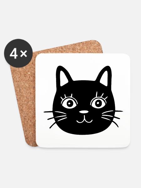 Katze Katzen Katzengesicht - Untersetzer (4er-Set) - Weiß
