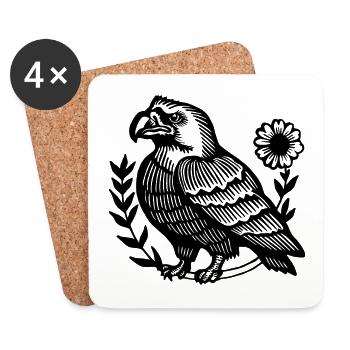 Aigle Tête d’aigle - Dessous de verre (lot de 4) - blanc - Devant