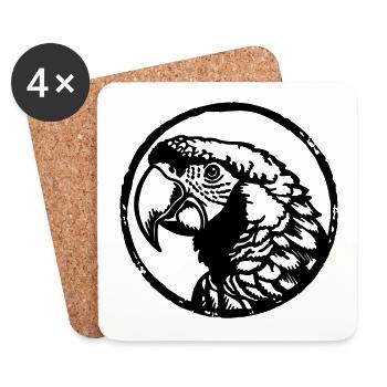 Perroquet oiseau - Dessous de verre (lot de 4) - blanc - Devant
