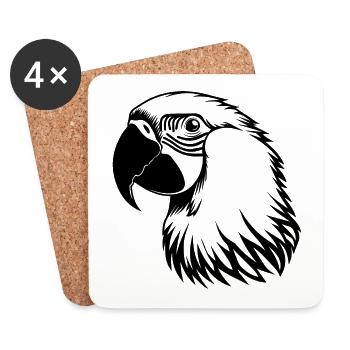 Perroquet oiseau - Dessous de verre (lot de 4) - blanc - Devant