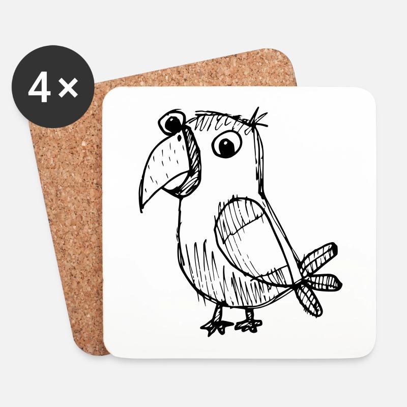Papagei Vogel - Untersetzer (4er-Set) - Weiß