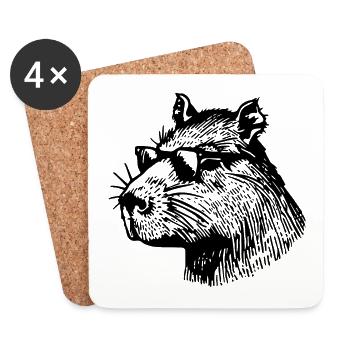 Capybara Wasserschwein - Dessous de verre (lot de 4) - blanc - Devant