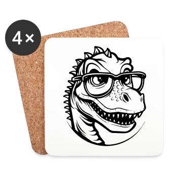 Dinosaurier Dino - Untersetzer (4er-Set) - Weiß - Vorne