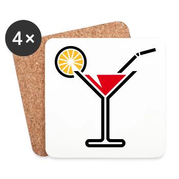 Cocktail / Cocktailglas / Martini (Bold / Rot) - Untersetzer (4er-Set) - Weiß - Vorne