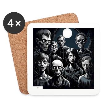 Monster Menschen Porträt - Untersetzer (4er-Set) - Weiß - Vorne