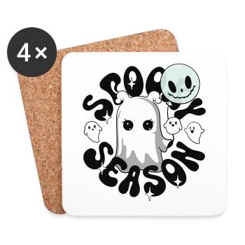 Saison effrayante Halloween Fantômes Fantômes - Dessous de verre (lot de 4) - blanc - Devant