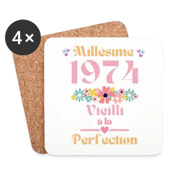 50 ans idée cadeau anniversaire drôle humour maman - Dessous de verre (lot de 4) - blanc - Devant
