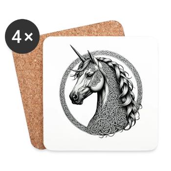 Unicorn with Celtic knot - Coasters (set of 4) - white - Front