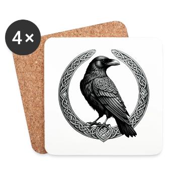 Corbeau avec nœud celtique 01 - Dessous de verre (lot de 4) - blanc - Devant
