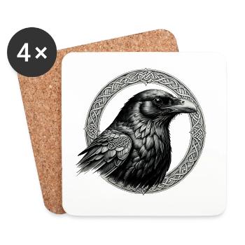 Raven with Celtic Knot 02 - Coasters (set of 4) - white - Front
