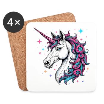 Zauberhaftes Einhorn 01 - Untersetzer (4er-Set) - Weiß - Vorne