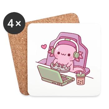 Niedliches Axolotl-Gaming auf Laptop Lustig - Untersetzer (4er-Set) - Weiß - Vorne