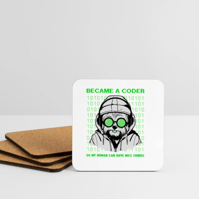 Devenu codeur – Hacker Dog Binary Look Dessous de verre (lot de 4)