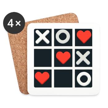 Tic Tac Toe Love gagne - Dessous de verre (lot de 4) - blanc - Devant