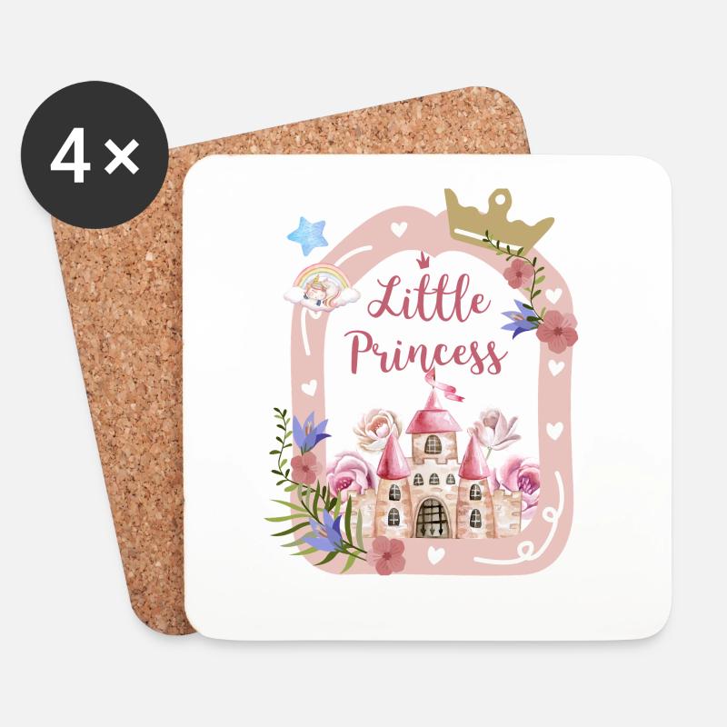 princesse castle and roses - Coasters (set of 4) - white