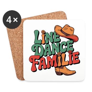 Line Dance Familie. Die ganze Familie tanzt - Untersetzer (4er-Set) - Weiß - Vorne
