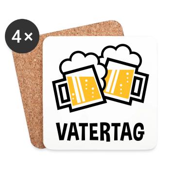 Vatertag (Bier Prosit / Bayrische Bierkrüge / 2C) - Untersetzer (4er-Set) - Weiß - Vorne