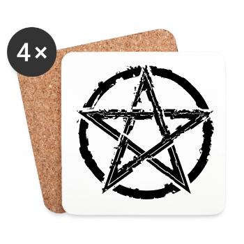 Pentagram für Atheisten und Satanisten oder Goths - Untersetzer (4er-Set) - Weiß - Vorne
