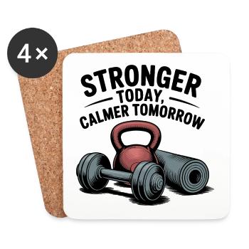 Stronger Today, Calmer Tomorrow – Fit & Zen - Untersetzer (4er-Set) - Weiß - Vorne