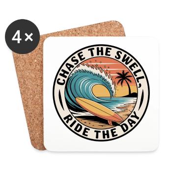 Chase the Swell, Ride the Day - Untersetzer (4er-Set) - Weiß - Vorne
