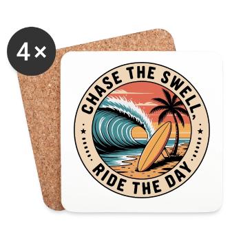 Chase the Swell, Ride the Day - Untersetzer (4er-Set) - Weiß - Vorne