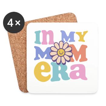 In My Mom Era – Retro Pastel with Flower - Coasters (set of 4) - white - Front