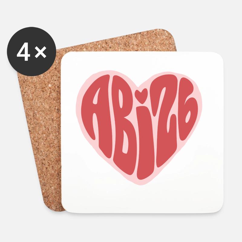 Abi 26 – Herzschrift - Untersetzer (4er-Set) - Weiß