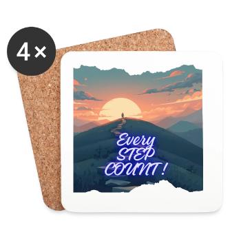 Every step counts Neon Horizon - Coasters (set of 4) - white - Front