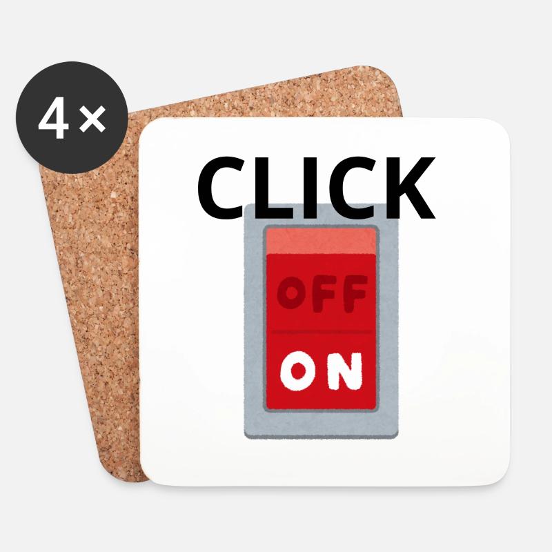 Retro OFF ON Switch Red - Click - Coasters (set of 4) - white