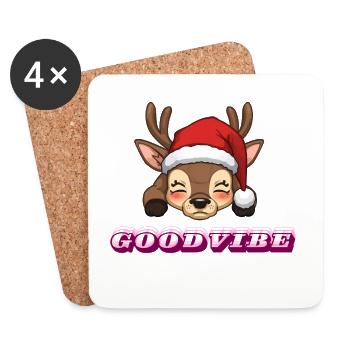Renne Noël BonVibe - Dessous de verre (lot de 4) - blanc - Devant