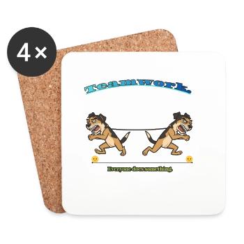 Teamwork-Zerrspiel: Zwillings-Hunde-Anstrengung - Untersetzer (4er-Set) - Weiß - Vorne