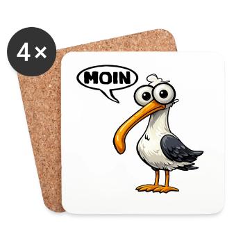 Mouette de la Lune, Mouette de bande dessinée - Dessous de verre (lot de 4) - blanc - Devant