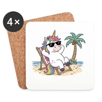 Einhorn am Strand - Untersetzer (4er-Set) - Weiß - Vorne