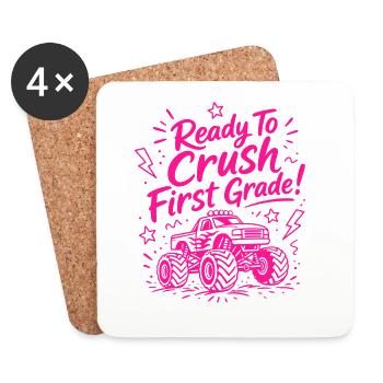 Bereit, die erste Klasse zu zerschlagen – Monster Truck - Untersetzer (4er-Set) - Weiß - Vorne